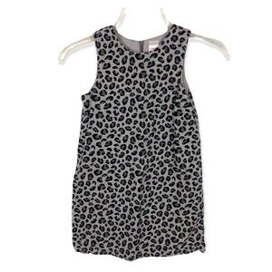 Gymboree Gray Black Animal Print Leopard Sleeveless Corduroy Dress Girls Size 6